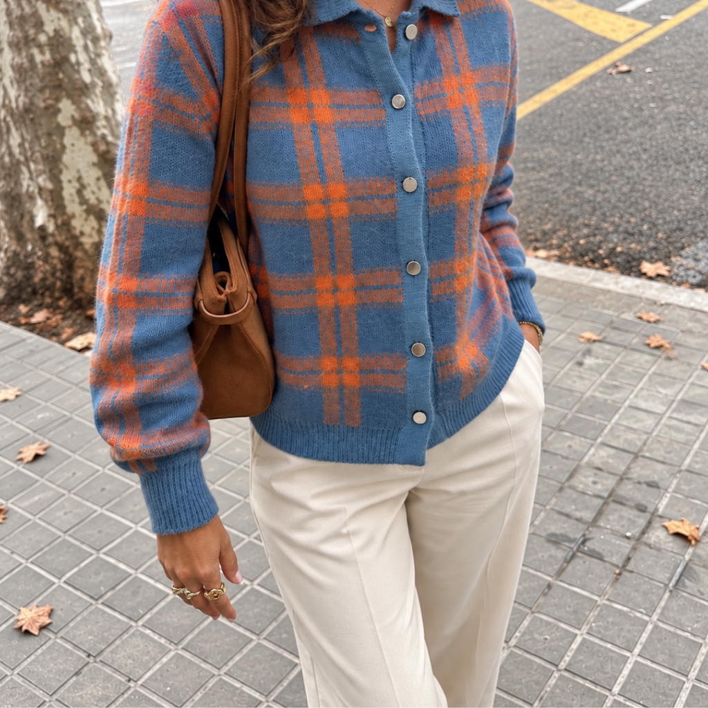 Madalena | Cardigan aos quadrados