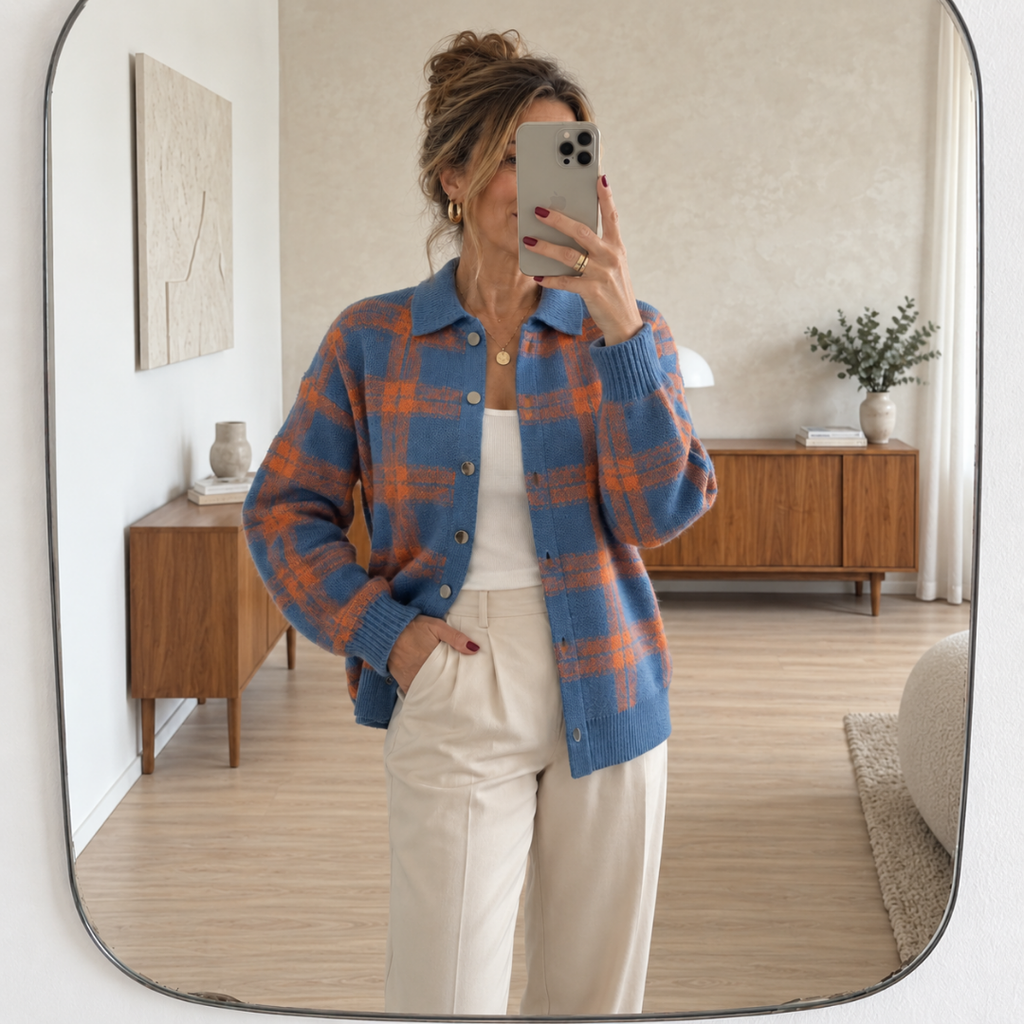 Madalena | Cardigan aos quadrados