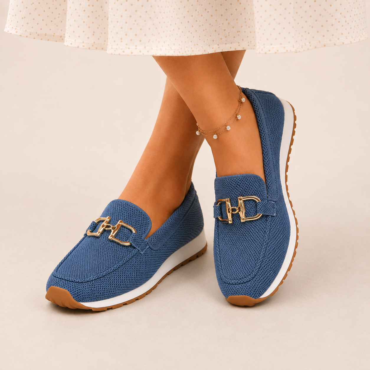Matilde - Mocassins em Lona com Detalhe Metálico