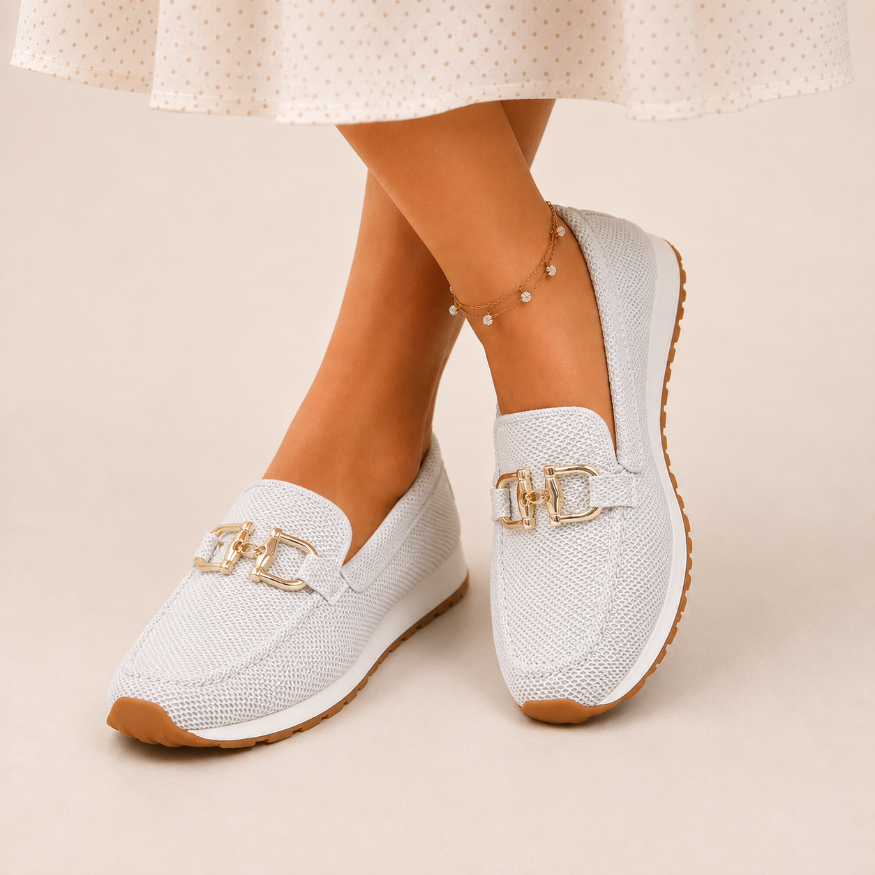 Matilde - Mocassins em Lona com Detalhe Metálico