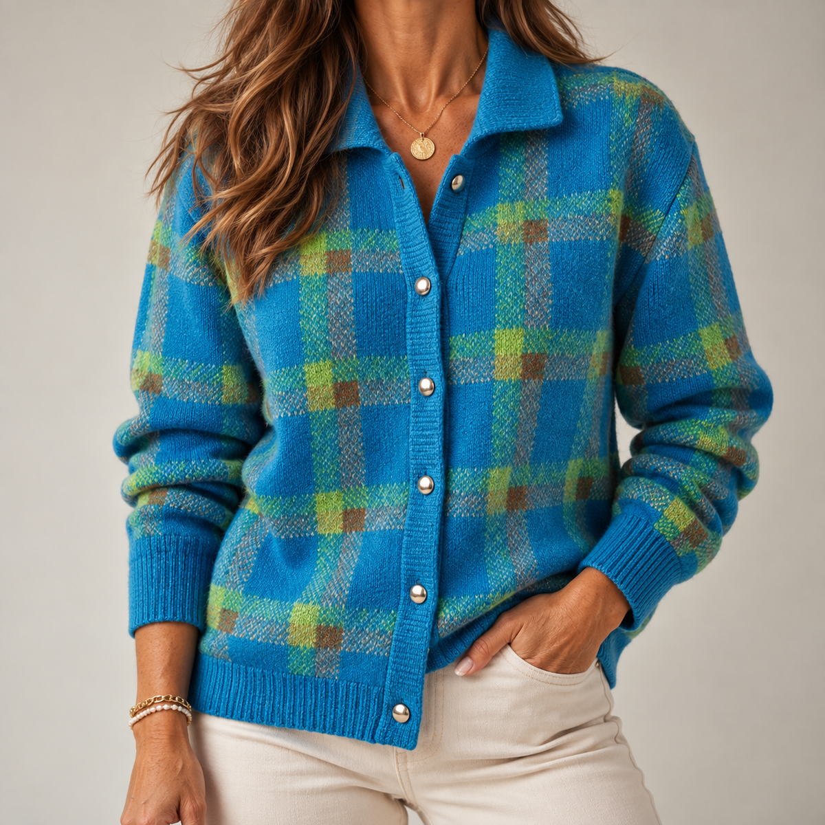Madalena | Cardigan aos quadrados