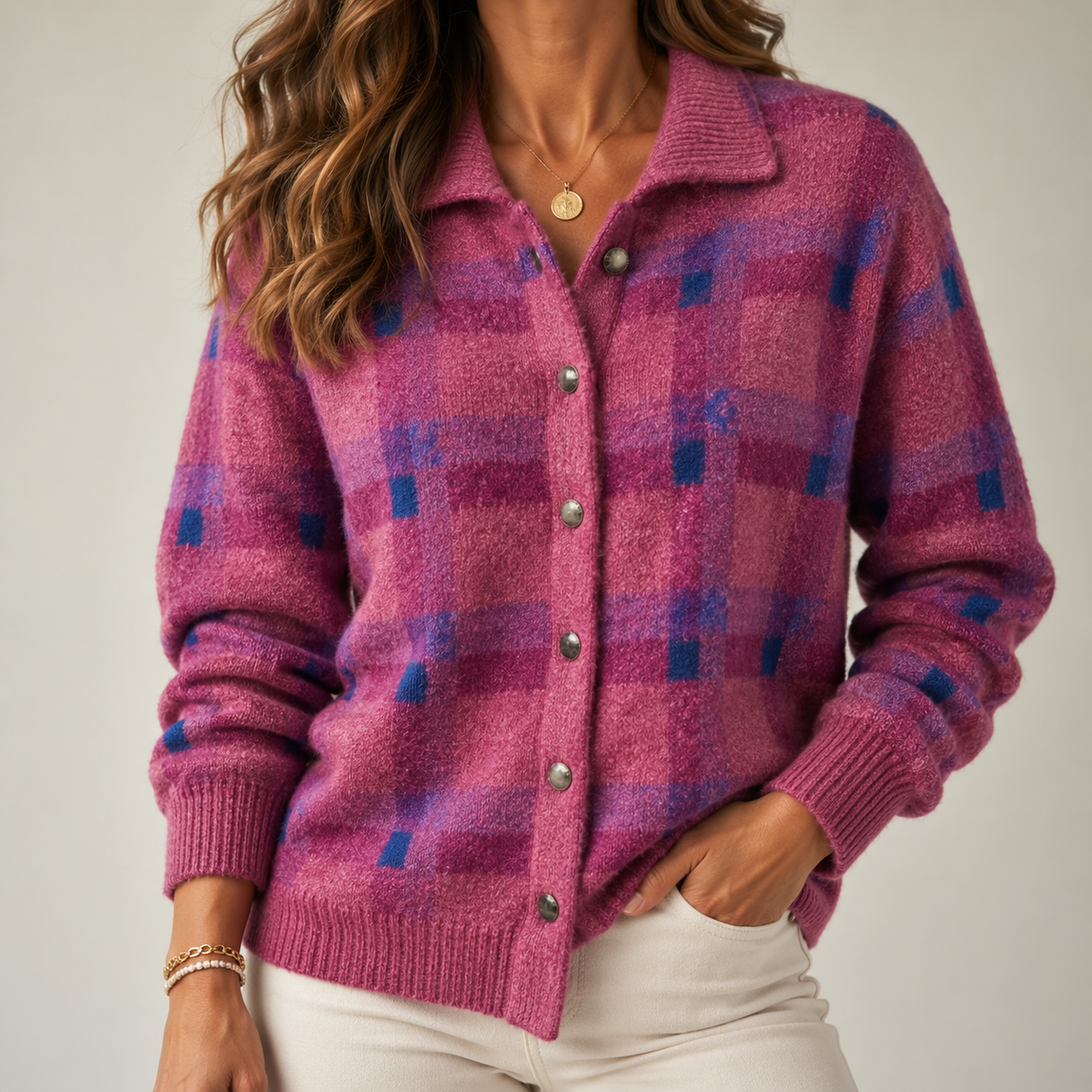Madalena | Cardigan aos quadrados
