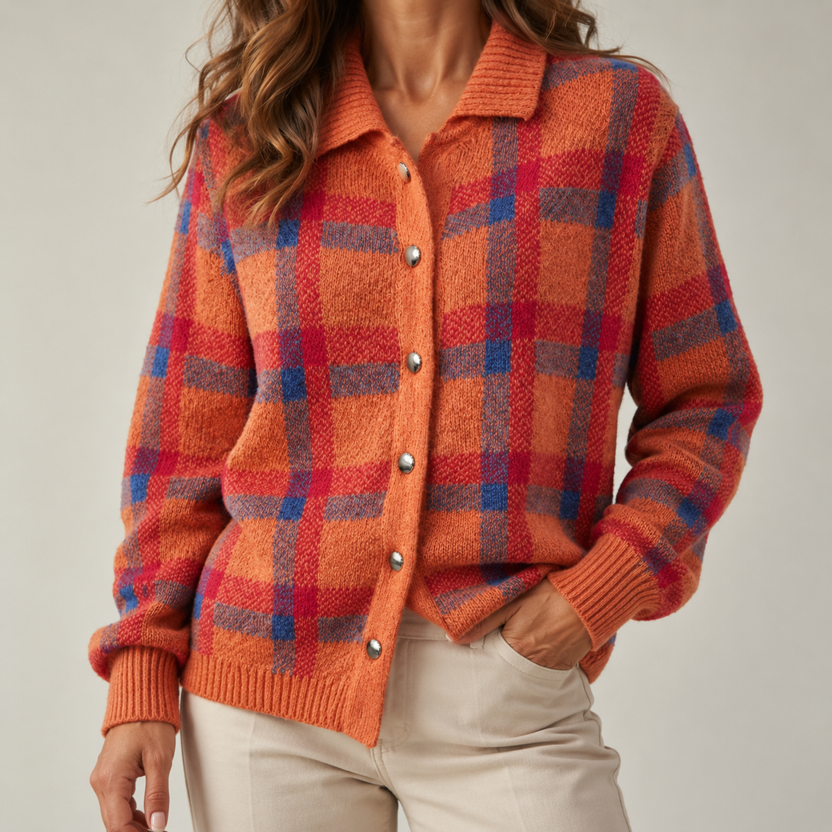 Madalena | Cardigan aos quadrados