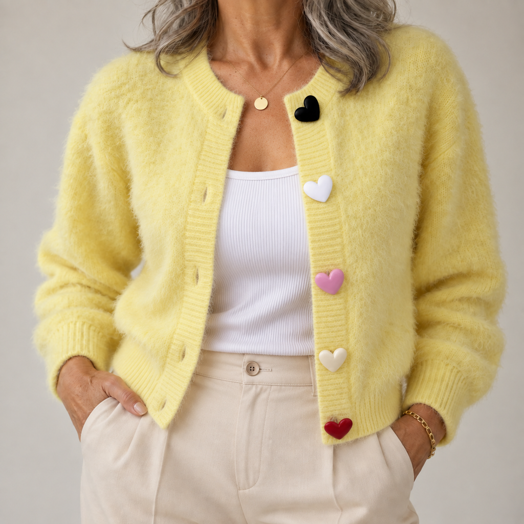Lara | Cardigan de malha com botões em coração