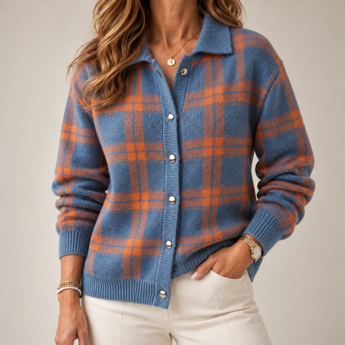 Madalena | Cardigan aos quadrados