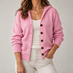 Cardigan confortável de malha com capuz
