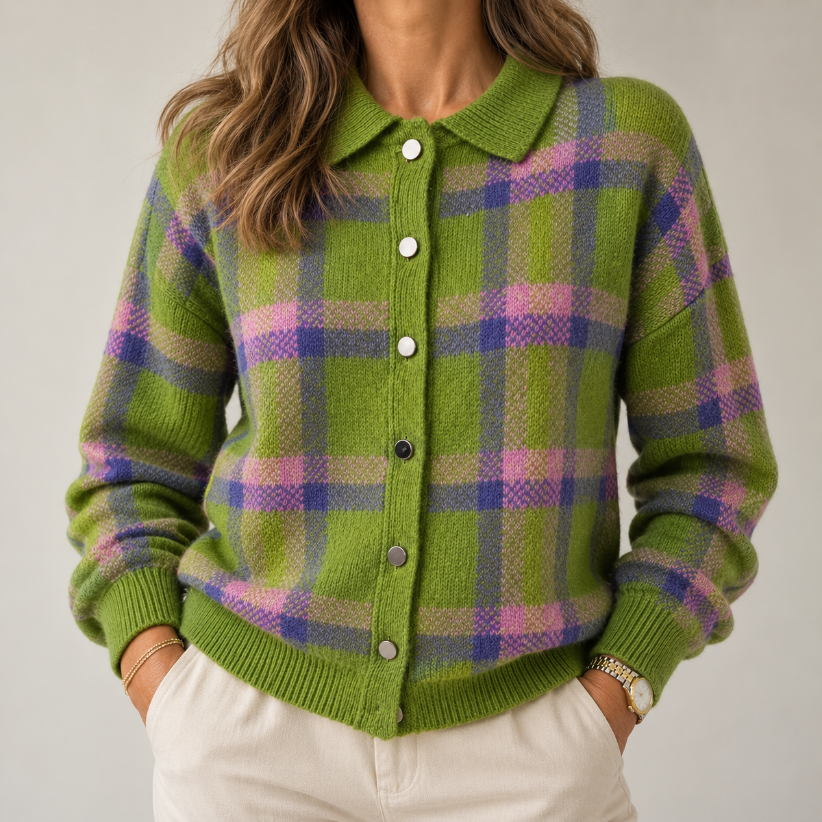 Madalena | Cardigan aos quadrados