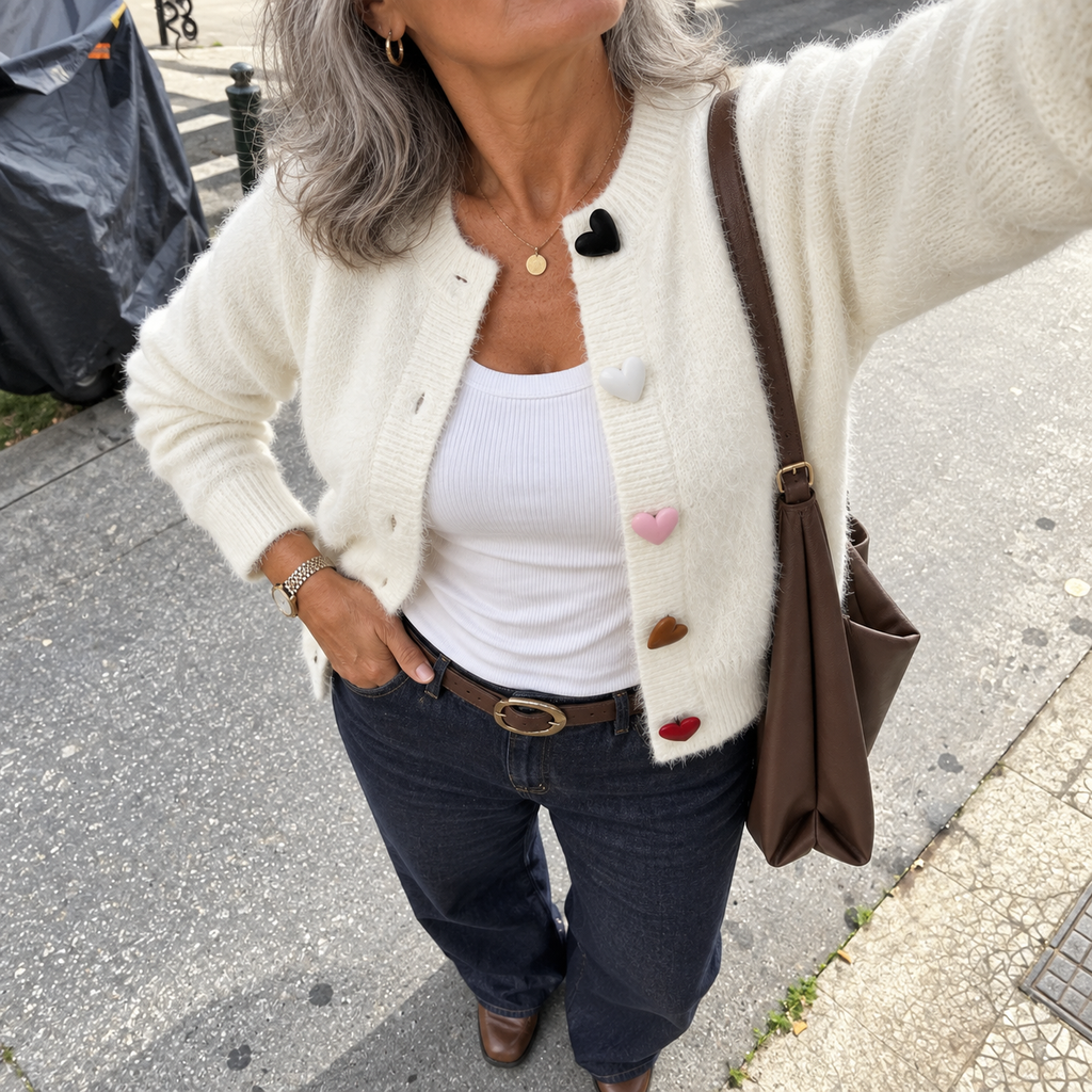 Lara | Cardigan de malha com botões em coração