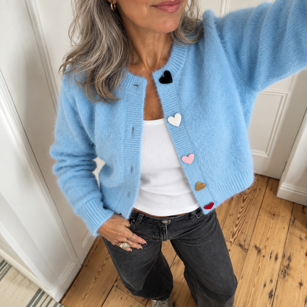 Lara | Cardigan de malha com botões em coração