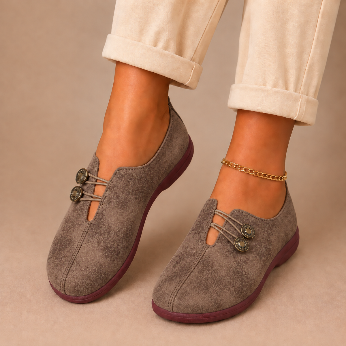 Rosa - Sapatos Rasos Macios com Detalhe